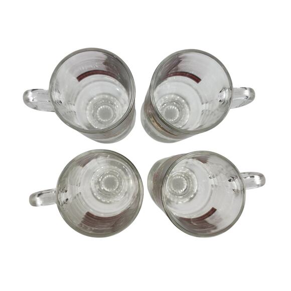 Vintage Culver Footed Irish Coffee Mugs Christmas Gold & Red Horn Set Of 4 - Picture 5 of 16